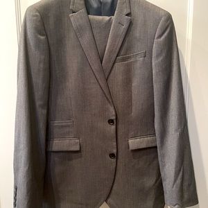 Mens Suit Charcoal Slim Fit with Blue lining.